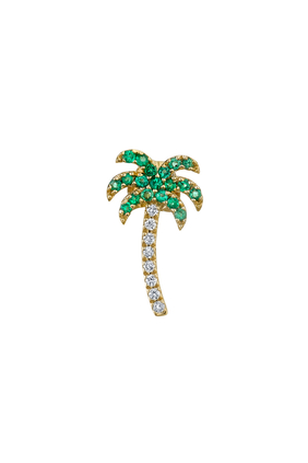 Emerald Palm Tree Single Left Stud Earring